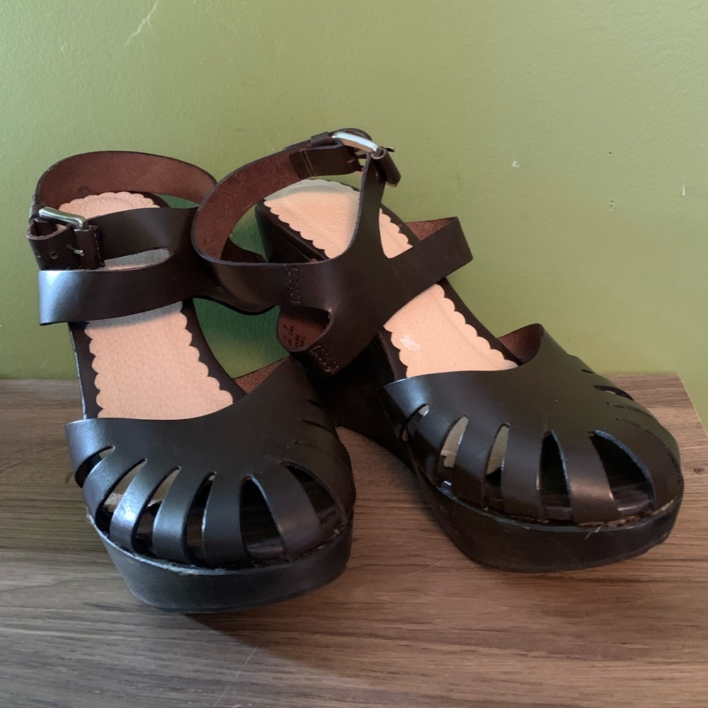 Gorgeous brown leather Mango wedges - Picture 7 of 13